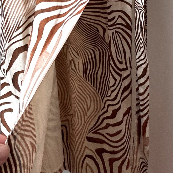 REISS Linen Rosie Animal Print Midi Dress Brown - Picture 7 of 12